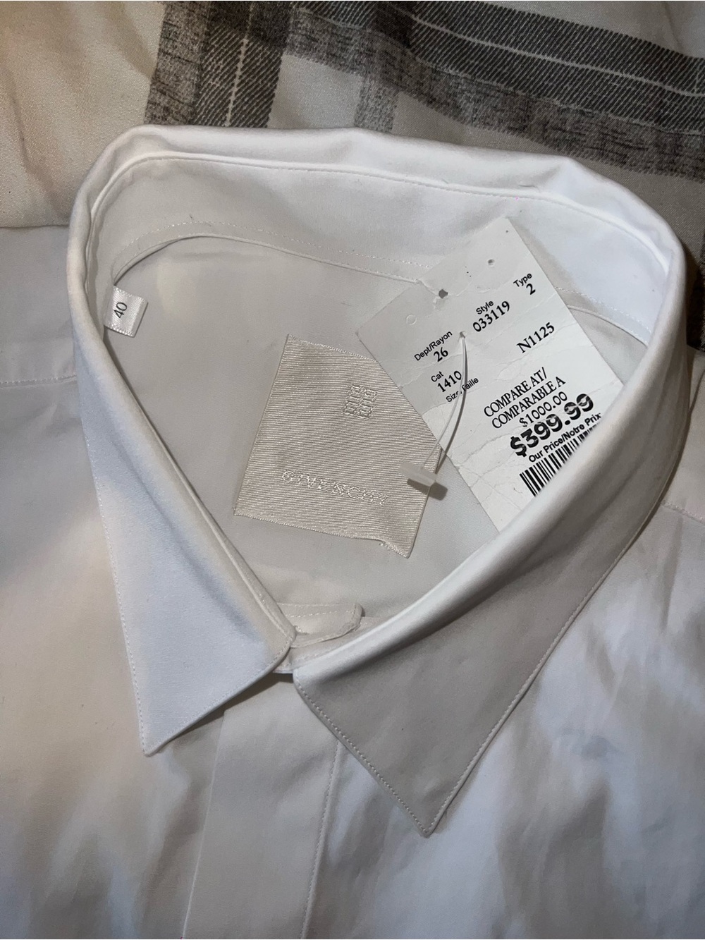 Givenchy White Men's Dress Shirt with Pointed Collar
